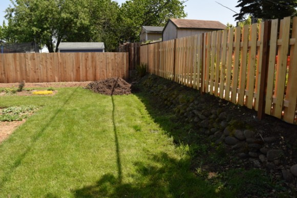 backyard landscaping ideas and before and after photos rock wall after 050315 079